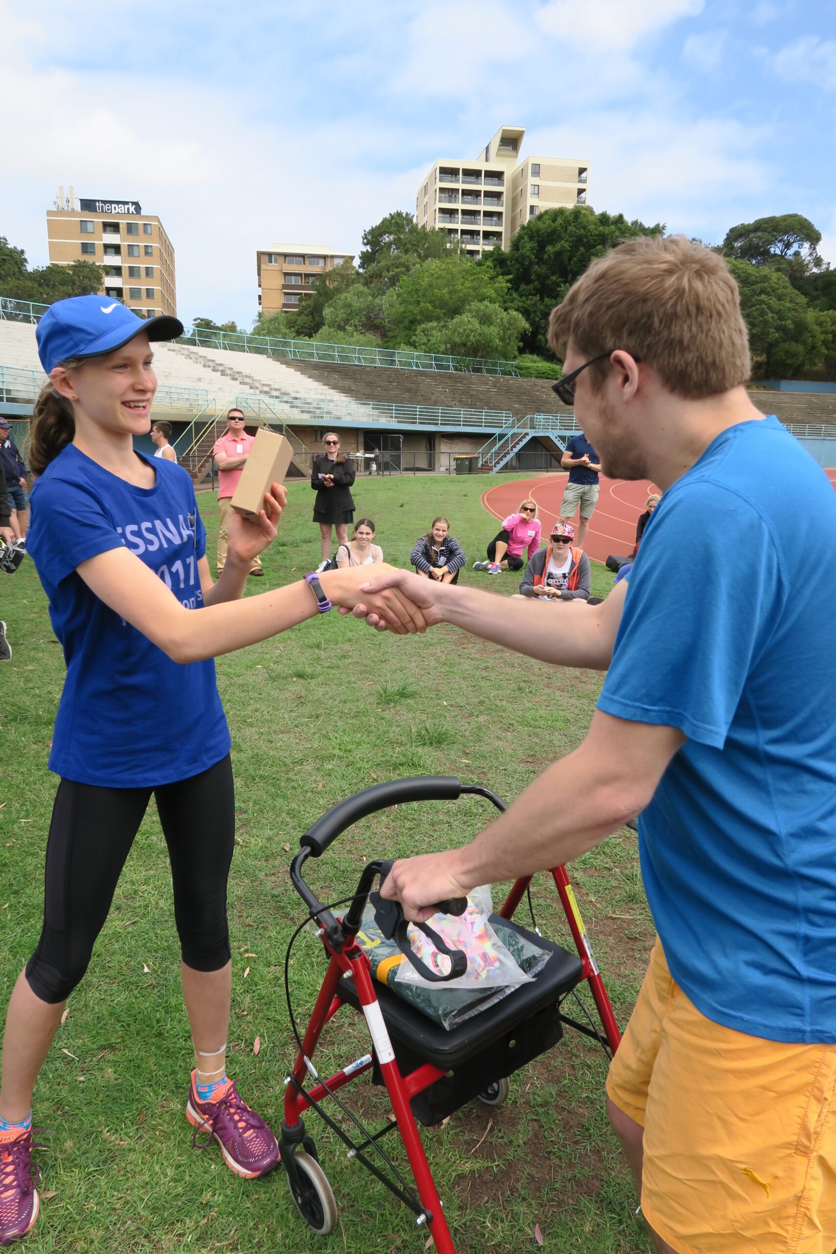 Handing out trophies at the Eastern Suburbs Special Needs Athletics Carnival that I organised in 2017