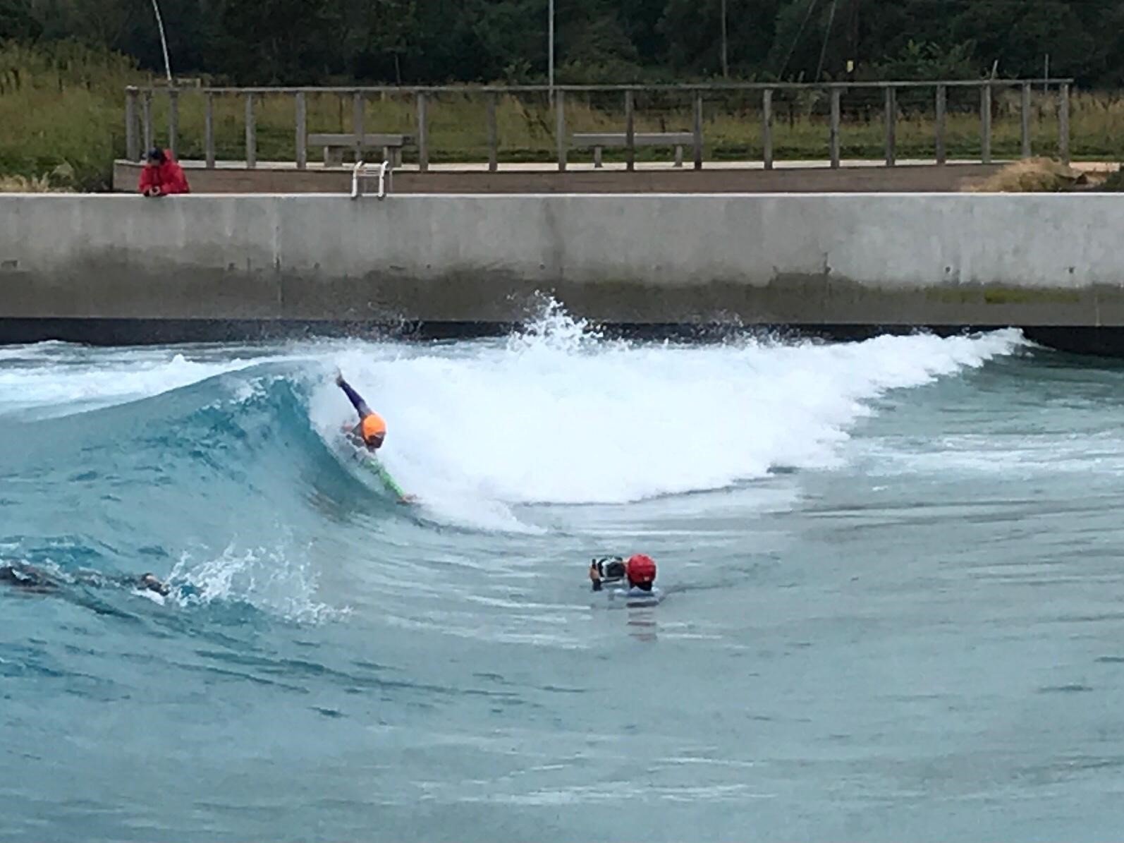 Me bodysurfing at The Wave, Bristol